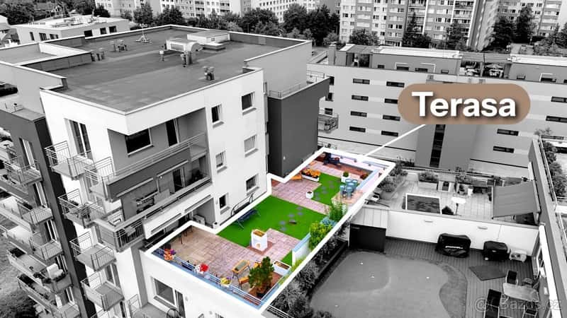 Byt 3+kk | Terasa 124 m² | 2 balkony | Parkovací stání | Let