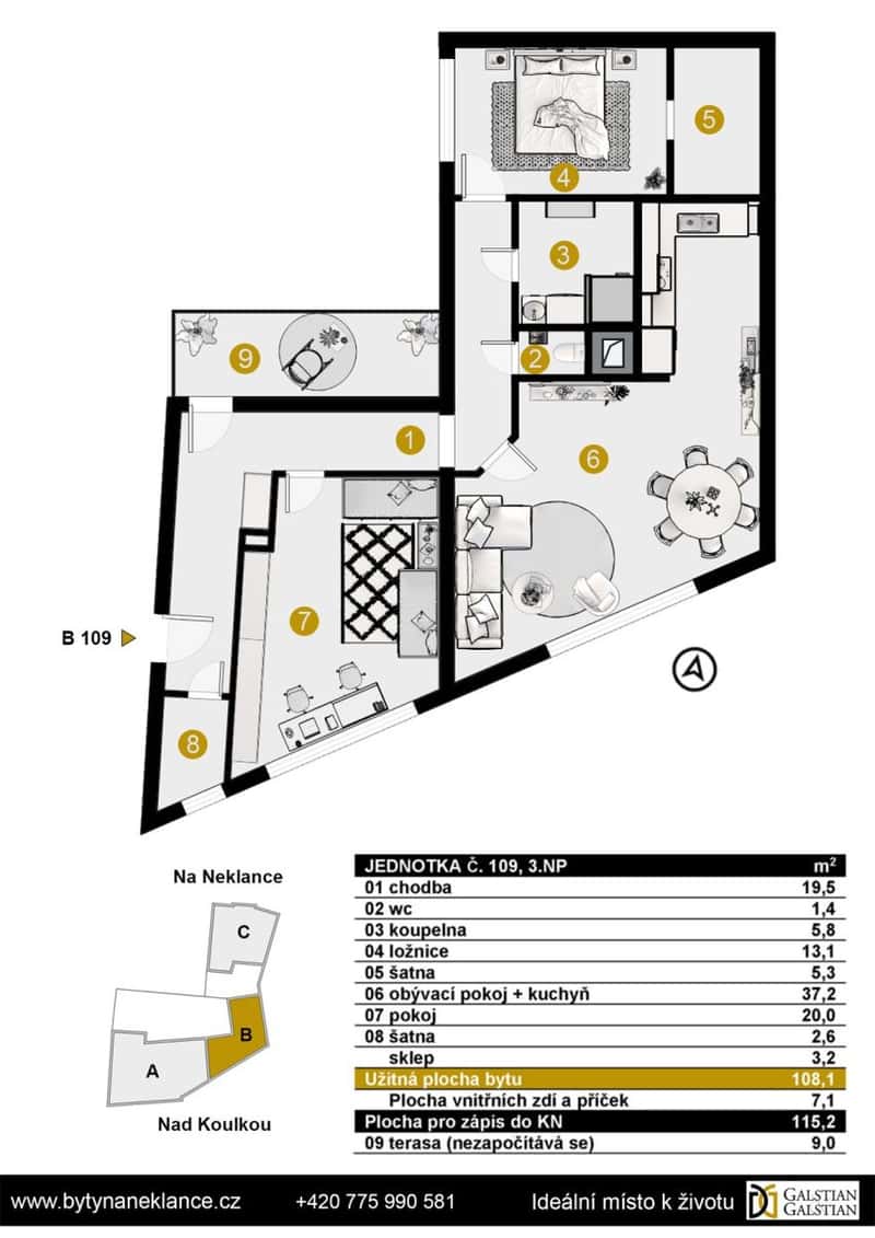 Prodej bytu 3+kk 110 m², Nad Koulkou, Praha