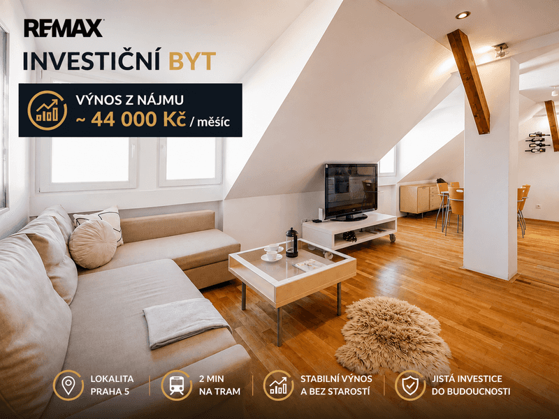 Prodej bytu 2+kk v osobním vlastnictví 73 m², Praha 5 - Smíchov