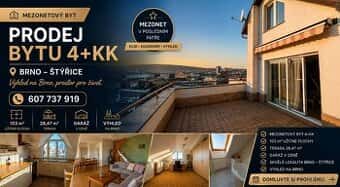 Prodej bytu 4+kk + garáž, ulice Ludmily Konečné, Brno - Štýř